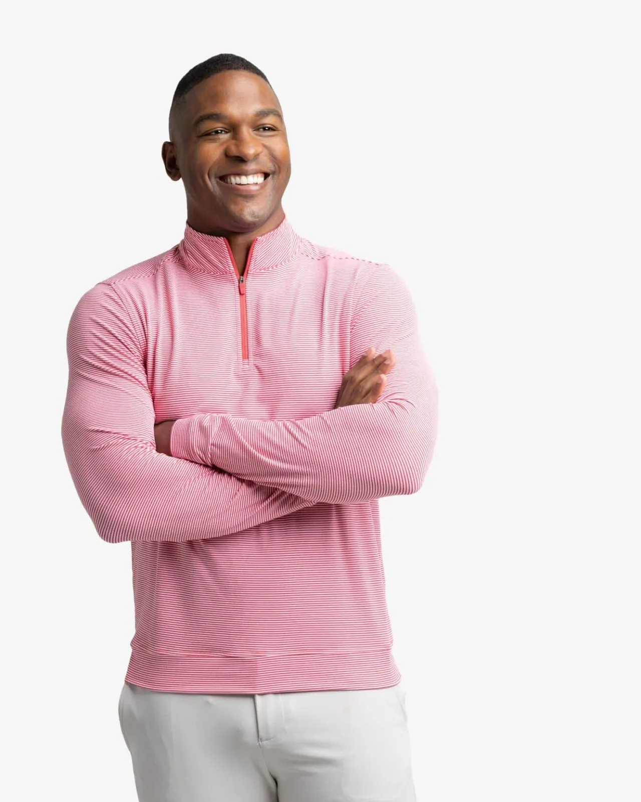 Southern Tide Cruiser Micro-Stripe Heather Quarter Zip New