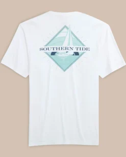 Southern Tide Diamond Sailing Short Sleeve T-Shirt Classic White Cheap