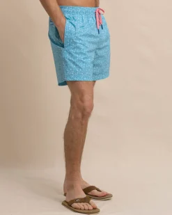 Southern Tide Ditzy Floral Swim Trunk Ocean Aqua Best Sale