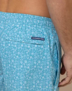Southern Tide Ditzy Floral Swim Trunk Ocean Aqua Best Sale