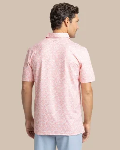 Southern Tide Driver Caps Off Printed Polo Desert Flower Coral Fashion