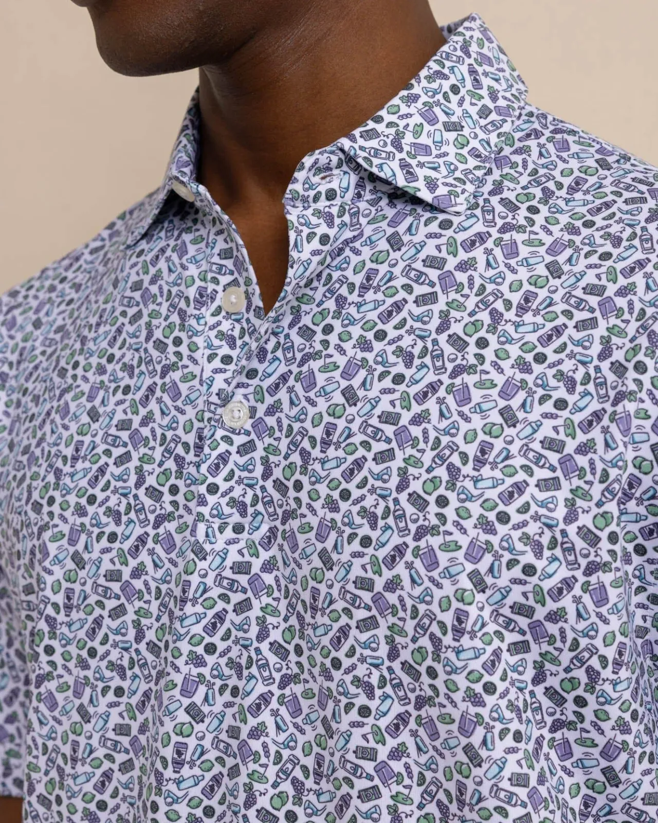 Southern Tide Driver Dazed And Transfused Printed Polo Classic White Best