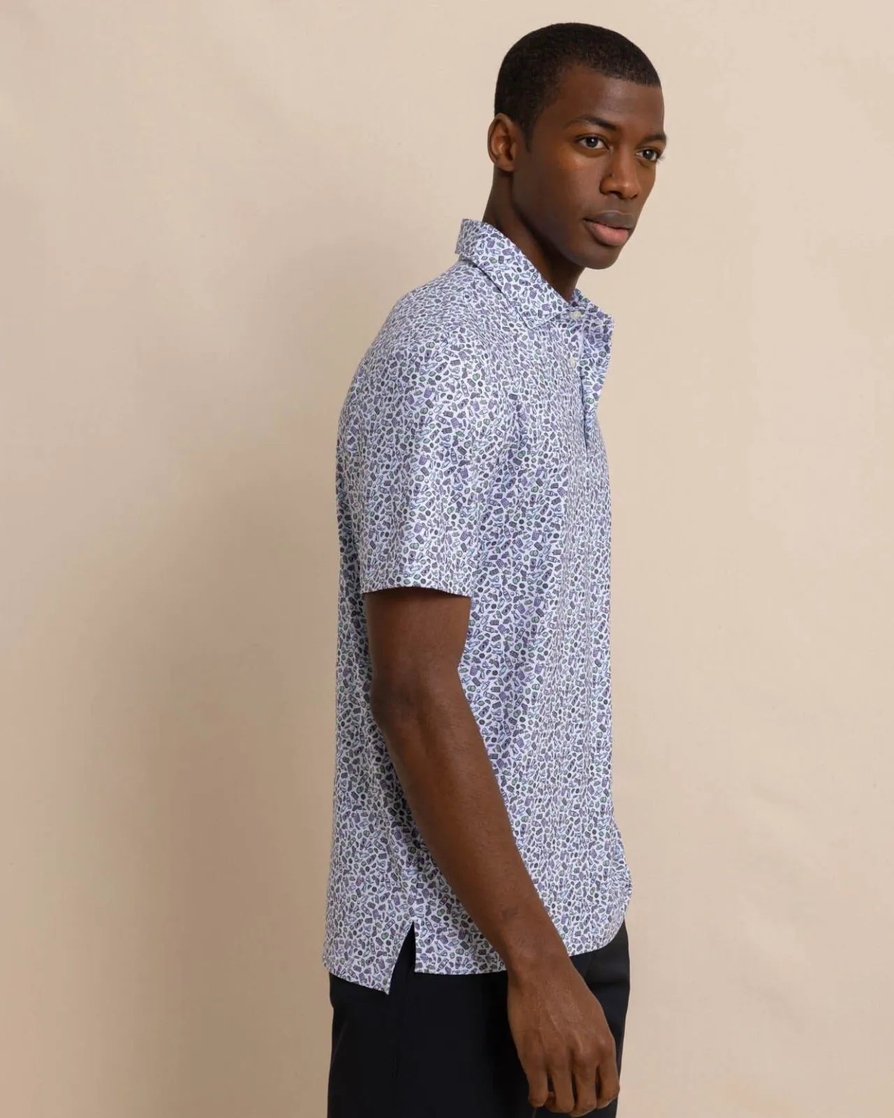 Southern Tide Driver Dazed And Transfused Printed Polo Classic White Best