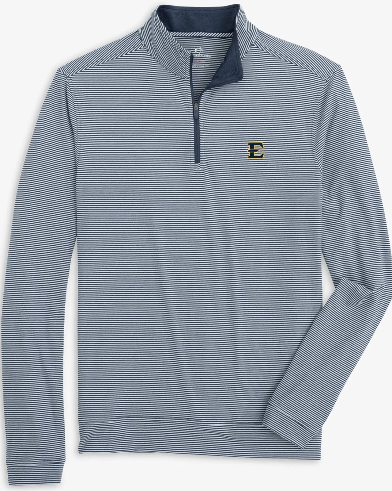 Southern Tide East Tennessee State Cruiser Micro-Stripe Heather Quarter Zip Heather Navy Shop