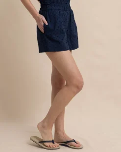 Southern Tide Elyse Eyelet Short Dress Blue Store