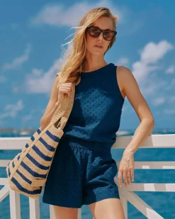 Southern Tide Elyse Eyelet Short Dress Blue Store