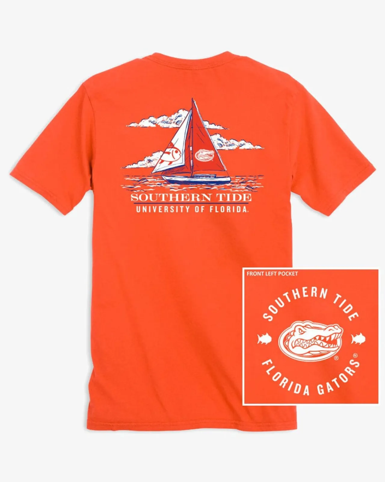 Southern Tide Florida Gators Skipjack Sailing T-Shirt Endzone Orange Cheap