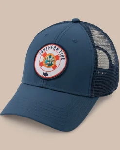 Southern Tide Florida Patch Performance Trucker Hat Seven Seas Blue Best