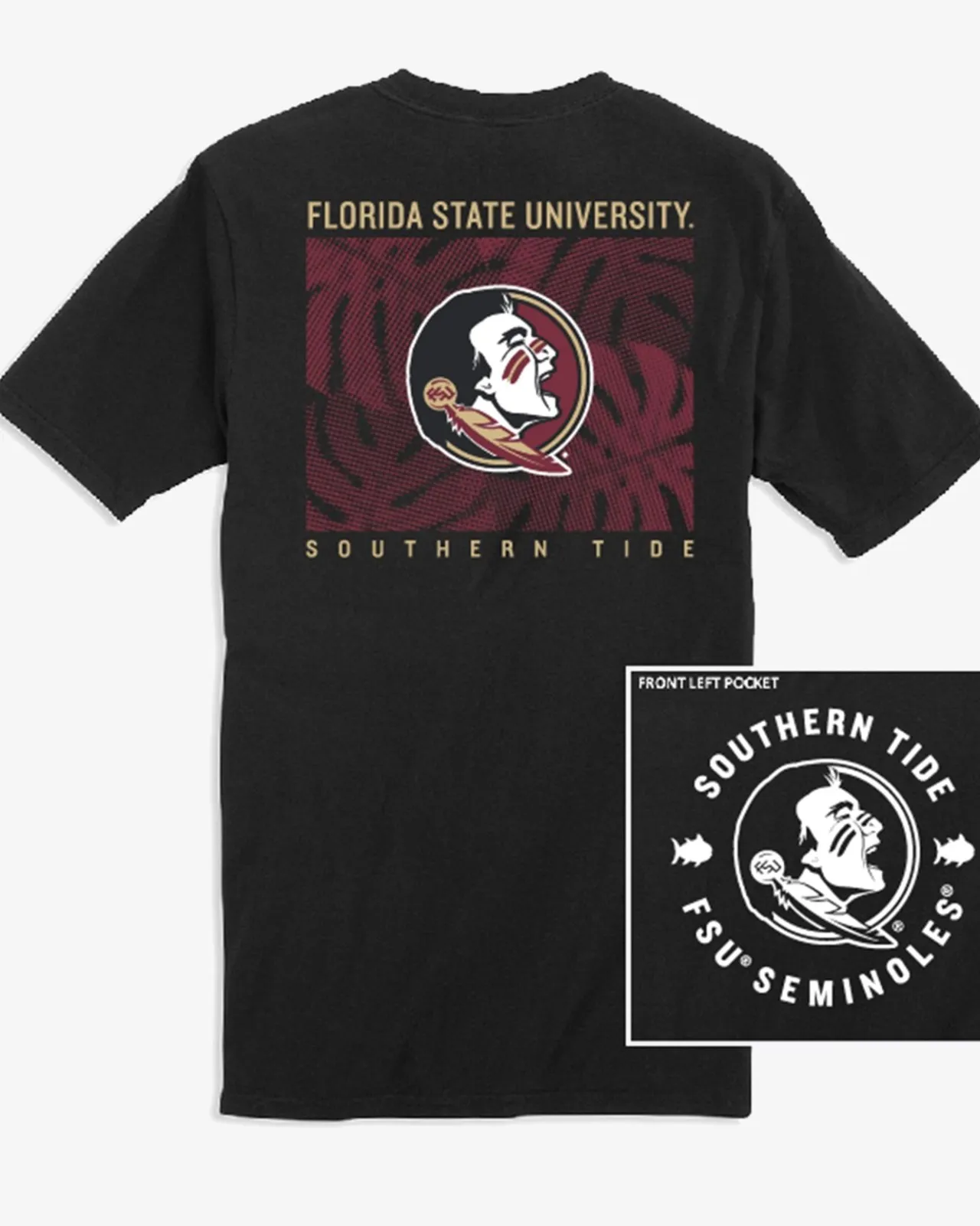 Southern Tide Fsu Seminoles Halftone Monstera T-Shirt Chianti Hot