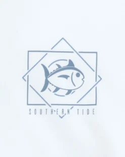 Southern Tide Geometric Striped Long Sleeve Performance T-Shirt Classic White Best Sale