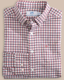 Southern Tide Hammond Intercoastal Gingham Sport Shirt Dusty Coral Fashion
