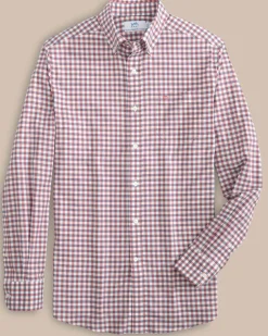 Southern Tide Hammond Intercoastal Gingham Sport Shirt Dusty Coral Fashion