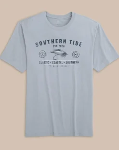 Southern Tide Heather Reel Fly Premium Apparel Short Sleeve T-Shirt Heather Platinum Grey Fashion