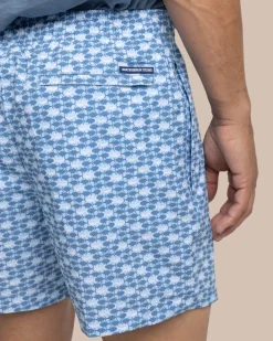 Southern Tide Heather Skipping Jacks Swim Trunk Heather Clearwater Blue Clearance