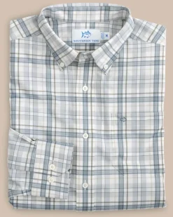 Southern Tide Highsmith Plaid Sport Shirt Platinum Grey Clearance