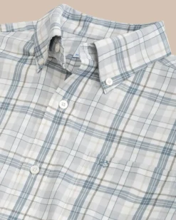 Southern Tide Highsmith Plaid Sport Shirt Platinum Grey Clearance