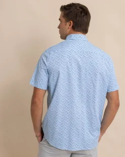 Southern Tide Intercoastal Forget A-Boat It Short Sleeve Sport Shirt Clearwater Blue Outlet