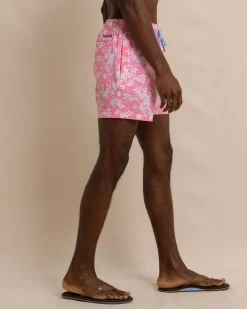 Southern Tide Island Blooms Swim Trunk Geranium Pink Best Sale