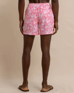 Southern Tide Island Blooms Swim Trunk Geranium Pink Best Sale