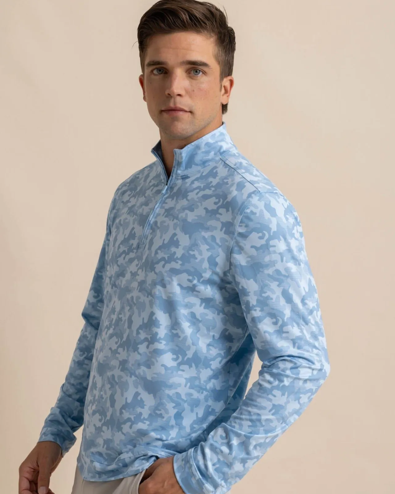 Southern Tide Island Camo Print Cruiser Quarter Zip Online
