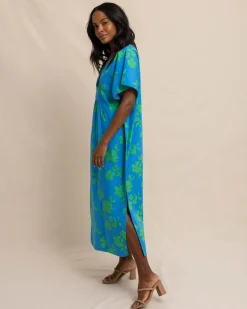 Southern Tide Journi Hour Of Flowers Caftan Swedish Blue Cheap