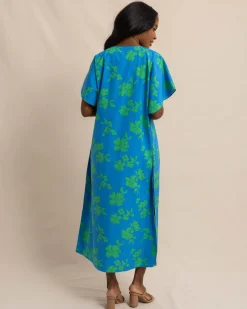 Southern Tide Journi Hour Of Flowers Caftan Swedish Blue Cheap