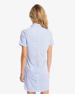 Southern Tide Kamryn Brrr°® Intercoastal Stripe Dress Cobalt Blue New