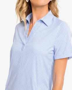 Southern Tide Kamryn Brrr°® Intercoastal Stripe Dress Cobalt Blue New