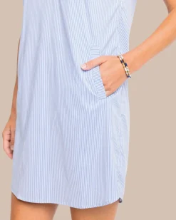 Southern Tide Kamryn Brrr°® Intercoastal Stripe Dress Cobalt Blue New