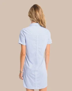 Southern Tide Kamryn Brrr°® Intercoastal Stripe Dress Cobalt Blue New