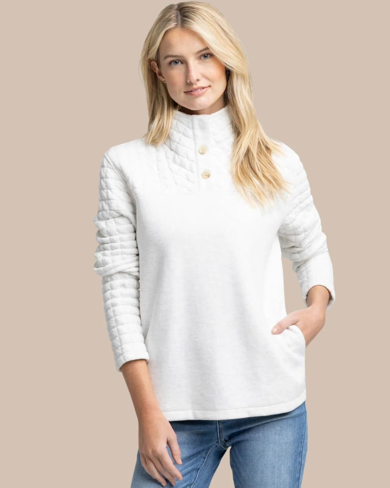 Southern Tide Kelsea Quilted Heather Pullover Best Sale