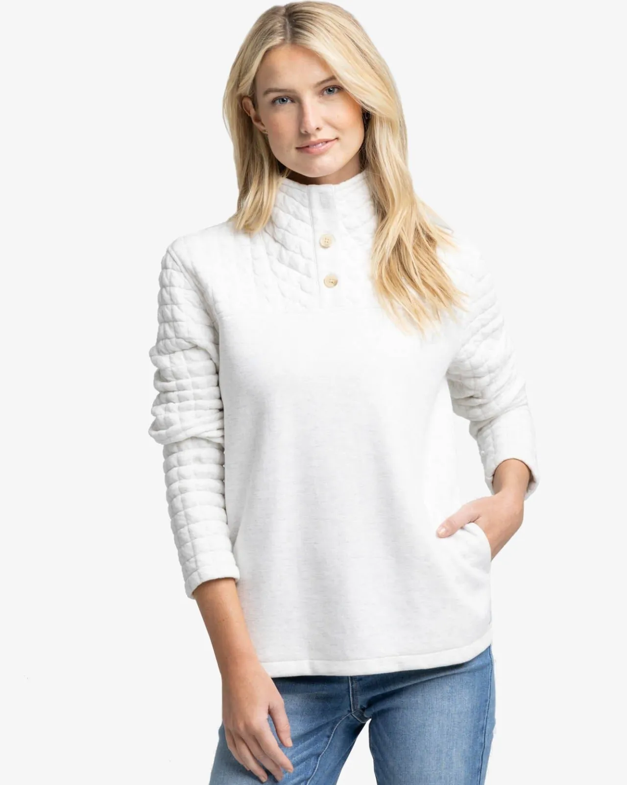 Southern Tide Kelsea Quilted Heather Pullover Best Sale