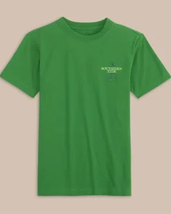 Southern Tide Kids Buoy Badge Heather Short Sleeve T-Shirt Heather Foliage Green Store