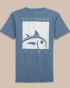 Southern Tide Kids Cropped Skipjack Box Short Sleeve T-Shirt Coronet Blue New