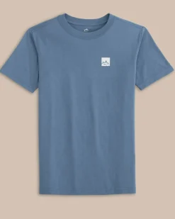 Southern Tide Kids Cropped Skipjack Box Short Sleeve T-Shirt Coronet Blue New