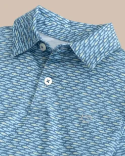 Southern Tide Kids Driver Casual Water Printed Polo Coronet Blue Flash Sale