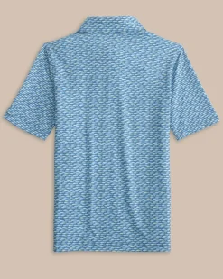 Southern Tide Kids Driver Casual Water Printed Polo Coronet Blue Flash Sale