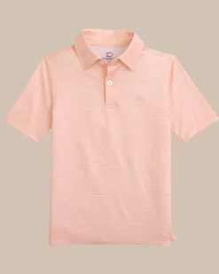 Southern Tide Kids Driver Getting Ziggy With It Printed Polo Apricot Blush Coral New