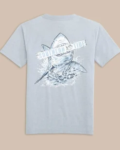 Southern Tide Kids Heather Shark Plank Short Sleeve T-Shirt Heather Platinum Grey Clearance