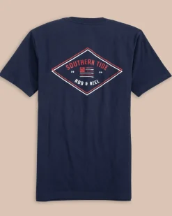 Southern Tide Kids Rod And Reel Flag Short Sleeve T-Shirt True Navy Sale