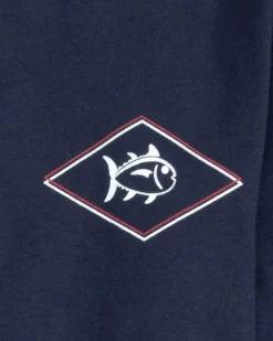 Southern Tide Kids Rod And Reel Flag Short Sleeve T-Shirt True Navy Sale