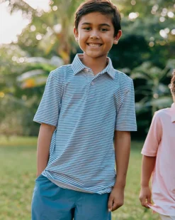 Southern Tide Kids Ryder Heather Halls Stripe Performance Polo Best