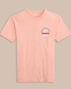 Southern Tide Kids Shack Circle Short Sleeve T-Shirt Apricot Blush Coral Best
