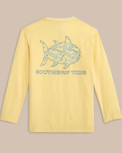 Southern Tide Kids Sharks And Skipjacks Performance Long Sleeve T-Shirt Golden Haze Yellow Outlet