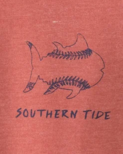 Southern Tide Kids Sketched Baseball Heather T-Shirt Heather Dusty Coral Fashion