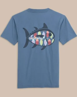 Southern Tide Kids Skipjack Lure Fill Short Sleeve T-Shirt Coronet Blue Best Sale