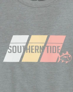 Southern Tide Kids St Tri Block Heather Short Sleeve Performance T-Shirt Heather Platinum Grey Sale