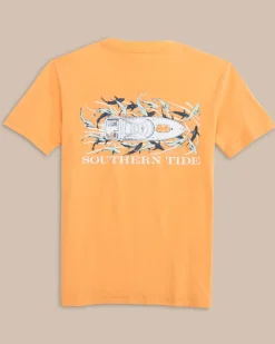 Southern Tide Kids Yachts Of Sharks Short Sleeve T-Shirt Salmon Bluff Orange Cheap