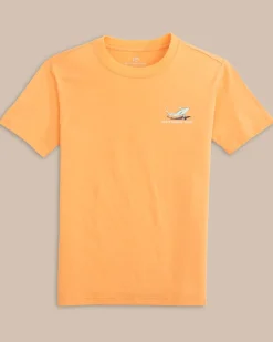 Southern Tide Kids Yachts Of Sharks Short Sleeve T-Shirt Salmon Bluff Orange Cheap