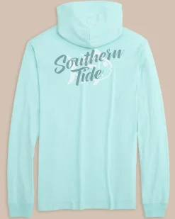 Southern Tide Letterpress Skipjack Long Sleeve Hoodie T-Shirt Wake Blue Online